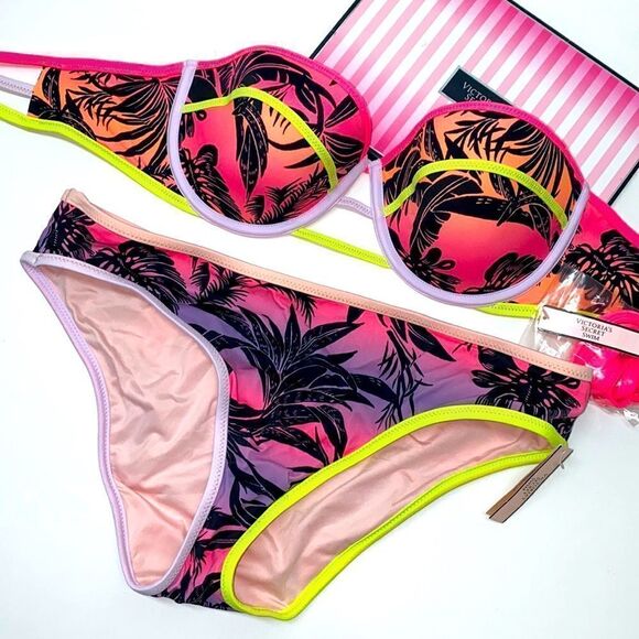 🔥VICTORIA SECRET SWIMSUIT 2 pc top 34B push-up bottom XsmallNew #7